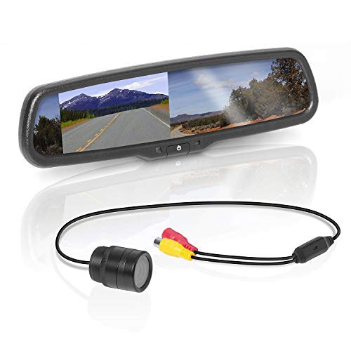 BOSS Audio Systems BV430RVM Rearview Car Mirror with 4.3 Inch Built in High Resolution Digital Monitor - Includes Weatherproof Rearview Backup Camera and Brackets