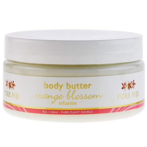 Pure Fiji Body Butter - Moisturizer Body Cream - Face Cream and Body Lotion for Dry Skin with Natural Oils & Vitamin E ,Orange Blossom, 8oz