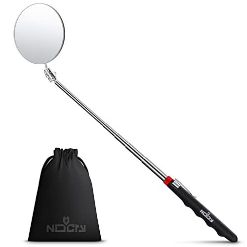 NoCry Heavy Duty Telescoping Inspection Mirror  3.23 Inch Round Mirror on a Stick; 2-IN-1 Storage Pouch; Extendable Mirror up to 30in; Non-Slip Handle; 360 Inspection Mirror Telescoping Swivel Head