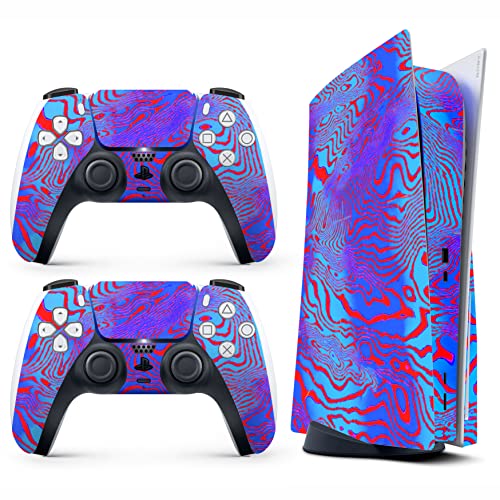 HK Studio PS5 Skin Hologram Hippie Art - Easy Peel and Stick PS5 Skin Disc Edition with No Bubble, Waterproof - Playstation 5 Skin - Including PS5 Controller Skin and PS5 Console Skin