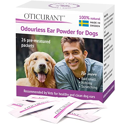 OTICURANT Dog Ear Powder | No More Itching, Scratching or Bad Smell | Reduces Waxy Build Up | No Cleaning Solution Drops or Wash Needed | 26 Easy-Dose Packets