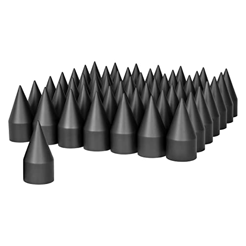 United Pacific 10000Cb - Wheel Lug Nut Cover Set - 33Mm X 4-1/8" Black Spike Nut Cover - Thread-On (60 Pack)