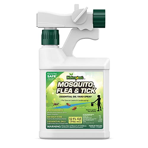 Natrapest Yard Spray - Ready to Use Flea, Tick & Mosquito Yard Spray with Natural Essential Oils - Plant Based Formula is Plant, Pet & Kid Safe - Insect Killer, Treatment & Repellent - 32 oz