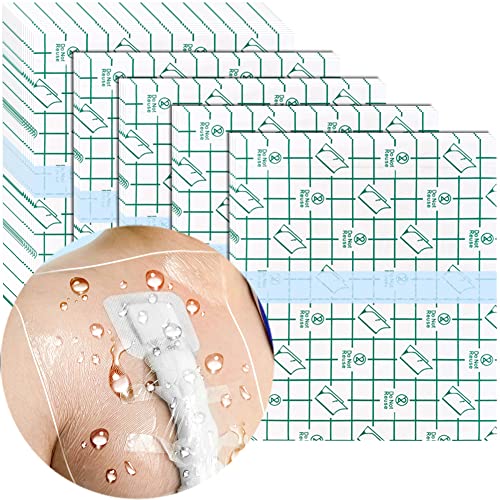 Waterproof Shower Protector Bandage 10x12 inch for Large Port Surgery Incisions Guard Tattoo Second Skin Healing Aftercare Cover Bath Patch Transparent Film Clear Adhesive Wounds Dressing (Pack of 25)