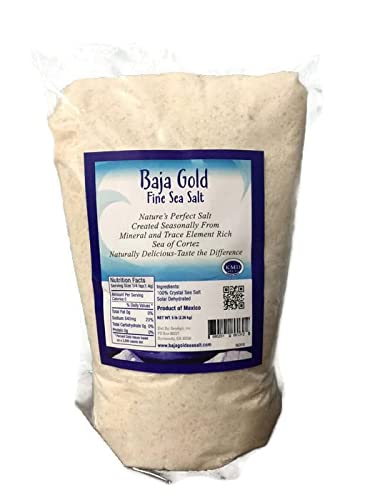 Baja Gold Sea Salt Fine 5 Pound Highest Mineralized Salt Kosher All Natural Healthy Low Sodium Culinary Use Pickle Preserve Ferment Brine Baking Finishing Salt