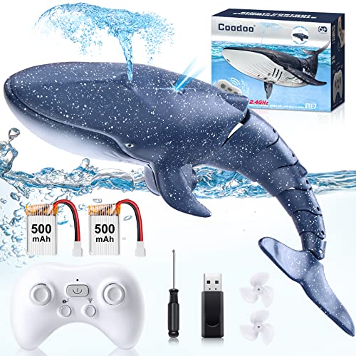 New Upgrade Pool Toys Remote Control Whale Shark Toys RC Boat Water Toys for Kids Age 8-12 Remote Control Boat Outdoor Toys for 6+ Year Old Boys & Girls (2 x Batteries)