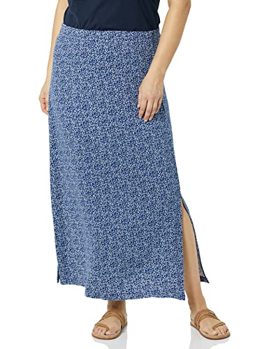 Amazon Essentials Women's Lightweight Knit Maxi Skirt, Navy, Animal/Dots, Medium