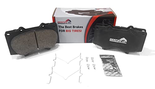 Beefed Up Brakes Ceramic Brake Pad Kit w/hardware and grease Compatible with 2005 - 2022 Toyota Tacoma (6 Lug Nut Wheels) (Heavy Duty - Front)