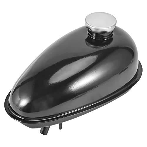 Trkimal Upgrade Metal Fuel Gas Tank with Petcock Cap for 49cc 50cc 60cc 66cc 80cc Engine Motorized Bicycle Black Bike Motor Powersports Oil Tanks (3L/0.79Gallons)