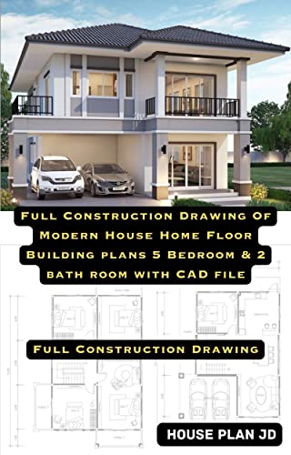 Full Construction Drawing Of Modern House Home Floor Building plans 5 Bedroom & 2 bath room with CAD file: Full Construction Drawing