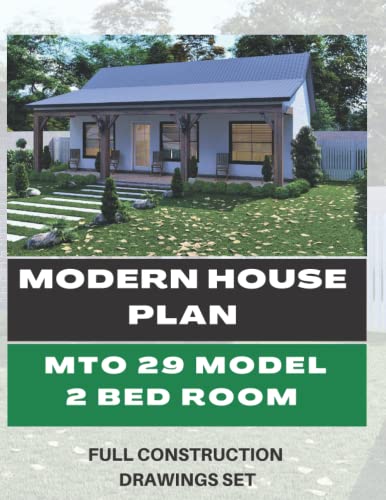 Modern 2 Bedroom & 2 bath room tiny House plan with 860 square feet: Full Complete Drawing Set