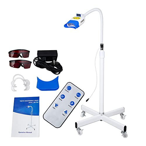 Professional Teeth Whitening Machine LED Light, Mobile 36W Dental Teeth Whitening Lamp Bleaching, Tooth Whitener 3 Colors Blue/Red/Purple Light with Remote Control