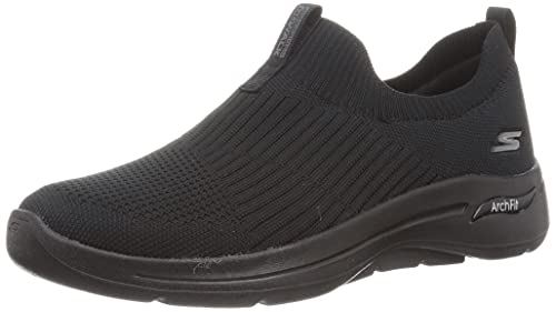 Skechers Women's GO Walk Arch FIT-Iconic Sneaker, Black/Black, 7