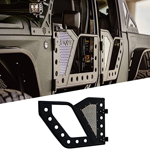 DV8 Offroad | RDJL-01R | Rock Doors for Wrangler JL & Gladiator JT| Tubular Design | Anti Rattle Stopper | Aluminum Mesh Inserts | Black Textured Finish | Rear Door Set