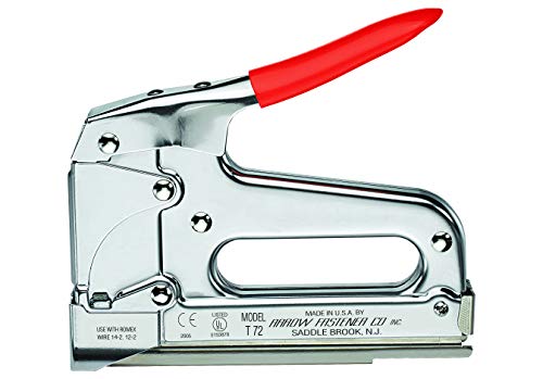 Arrow T72 Heavy Duty Wire and Cable Staple Gun, Manual Stapler for Installing Wiring for Telecommunications, Internet, and Computer Cables, uses T72 Insulated Staples