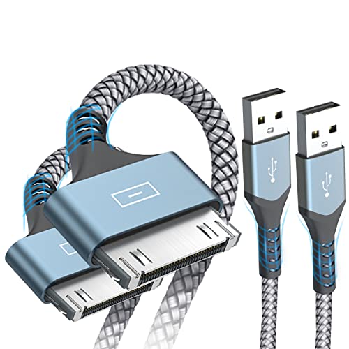 AviBrex USB to 30 Pin Charging Cable 3.3ft 2-Pack, USB Fast Charging & Sync Data Cable Nylon Braided Cord Compatible iPhone 4/4s/3G/3GS, iPad 1 2 3,iPod Touch 4 3 2 1, iPod Classic 3 2 1-Grey