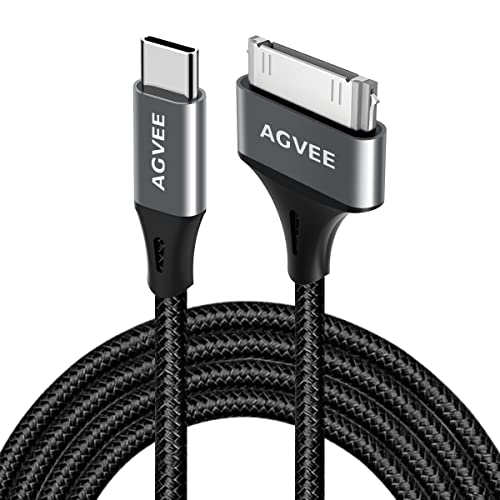 AGVEE [2 Pack 3ft USB-C to 30 Pin Cable for Old iPhone 4/4S iPad 1/2/3 iPod, Braided Metal Shell Type-C to 30Pin Adapter Charging Charger Data Cord, Dark Gray