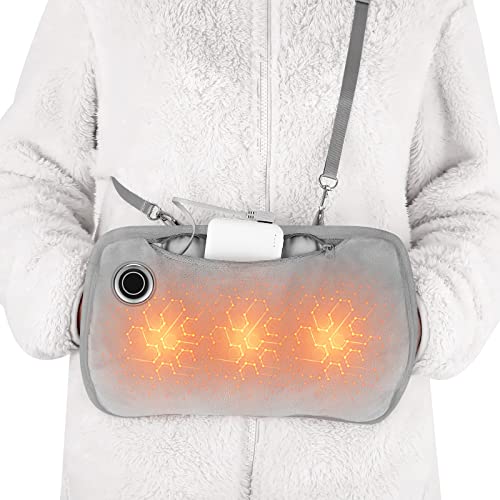 Hand Warmers Rechargeable, Portable Graphene Heated Gloves Handwarmers Bag with 10000MAH Power Bank&3 Heat Modes, Fast Electric Heating Pad Pouch for Women,Kids, Hunting,Camping&Xmas Gifts