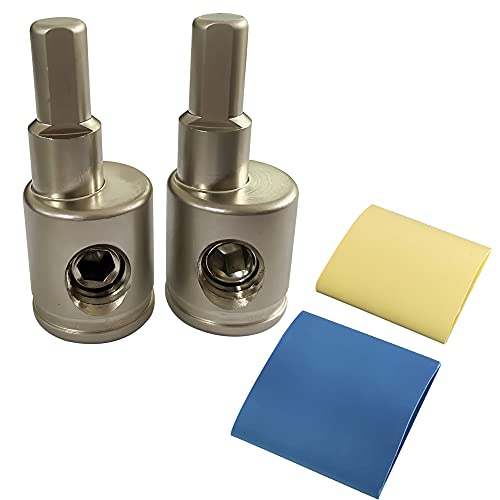 C CLINK Brass Plated with Nickel Chrome Amp Input Reducer 1/0 to 4 Gauge Wire Reducer 2pcs