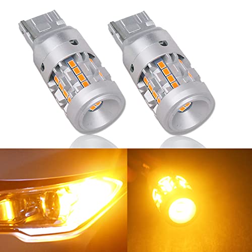 Eluseastar T20 WY21W 7440 LED Bulbs Amber Built in Resistor Anti Hyper Flashing Turn Signal Light Extremely Bright Blinker, 2 Pack