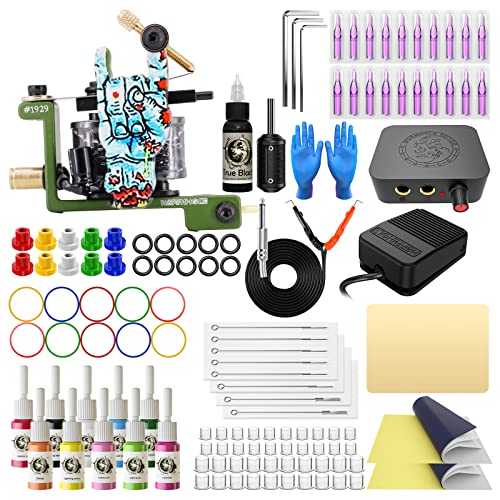 Wormhole Tattoo Kit for Beginners Tattoo Power Supply Kit 10 Tattoo Inks Complete Tattoo Gun Kit Tattoo Machine Kit Tattoo Supplies TK096