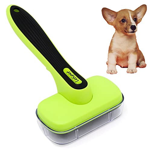 Self Cleaning Dog and Cat Hair Brush, Efficient Shedding Grooming Tool for Long and Short Haired Dogs & Indoor Cats, Deshedding Comb for Fur Coats