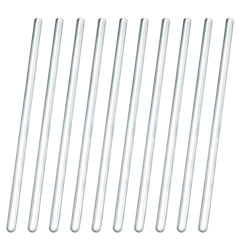 10PK Glass Stirring Rods, 7.9" - Rounded Ends, 6mm Diameter - Excellent for Laboratory or Home Use - Borosilicate 3.3 Glass - Eisco Labs