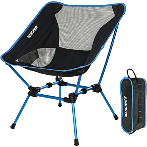 MARCHWAY Ultralight Folding Camping Chair, Heavy Duty Portable Compact for Outdoor Camp, Travel, Beach, Picnic, Festival, Hiking, Lightweight Backpacking (Sky Blue)