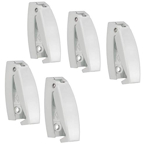 RecPro RV White Rounded Baggage Door Catch Compartment Clips Latch | Camper Trailer Motor Home (5 Pack)