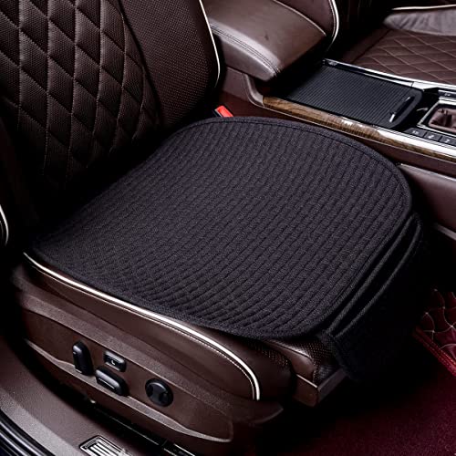 Bamboolady Linen Car Seat Covers,Cooling Bottom Seat Covers for Cars,Front Seat Only,Universal Car Seat Pad Cushion Breathable,Ventilated[Black]