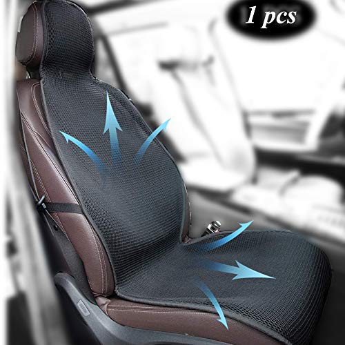 ZATOOTO Car Cool Seat Covers for Summer, 1 PCS Front Seat Protectors Back Pain Support Pressure Relief Black Breathable Chair Cushions All Types Cars, Trucks, SUV, Vans, Lorries