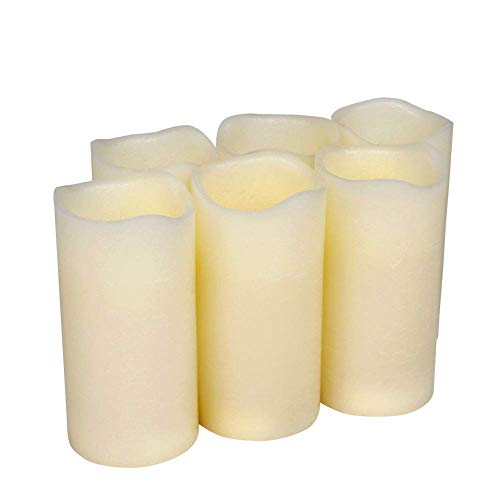 H-BLOSSOM Flickering Flameless Candles Battery Operated Real Wax Pillar Candles LED Candles with Cycling 5H Timer Pack of 6 (3" x 6")