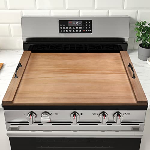 GASHELL Noodle Board Stove Cover, Wood Stove Top Cover with Handles, Stovetop Covers for Electric Stove, Stove Covers for Gas Stove Top (Pine Wood)