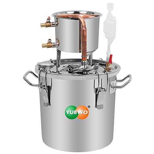 YUEWO Still 8Gal 30L Stainless Steel Water Alcohol Distiller Copper Tube Home Brewing Kit for DIY Whisky Wine Brandy