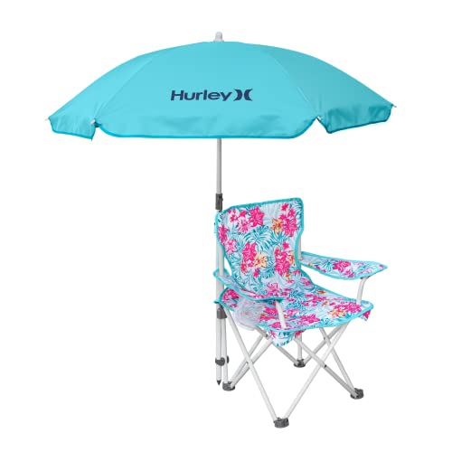 Hurley Kids Quad Chair with Umbrella, One Size, Lily Aqua