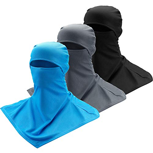 3 Piece Balaclava Face Cover Sun Protection Neck Cover (Black, Gray, Blue)