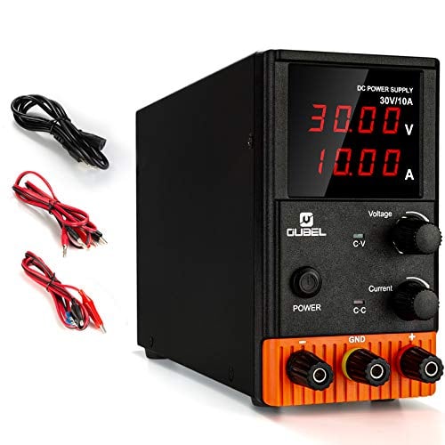 DC Power Supply, OUBEL 30V/10A Variable Lab Bench Power Supply, Switching Regulated Power Supply with 4-Digit LED Display/Alligator Cord/US Power Cord