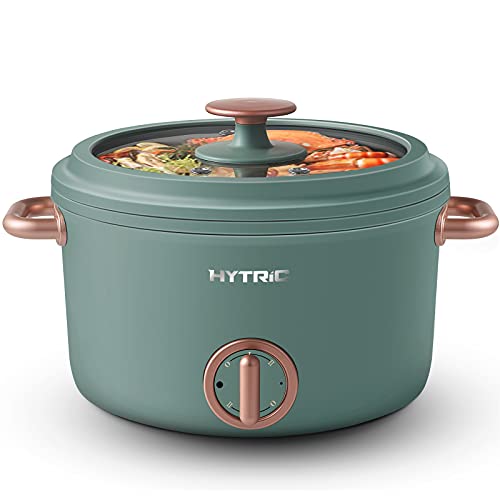 Hytric Electric Hot Pot, 2.5L Portable Electric Skillet with Nonstick Coating, Dual Power Control Multi-Function Electric Cooker for Stir Fry, Steak, Noodles, Ramen Cooker for Dorm and Office, Green