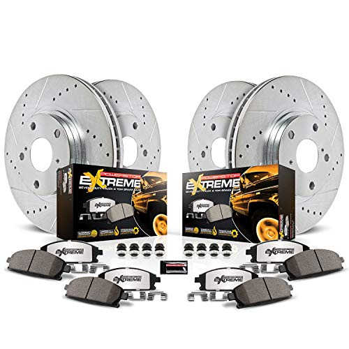 Power Stop K8026-36 Front and Rear Z36 Truck & Tow Brake Kit, Carbon Fiber Ceramic Brake Pads and Drilled/Slotted Brake Rotors
