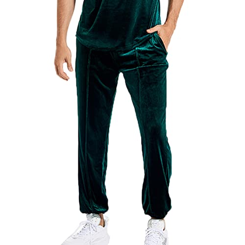 Farm4Far Mens Velvet Velour Hip Hop Jogger Jogging Sweatpant Trackpants Deep Green