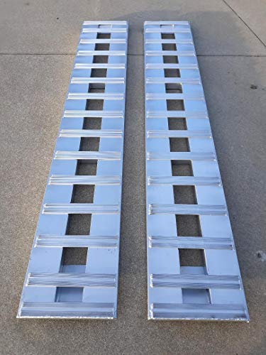 Set of 2. 7' Aluminum Ramps Car ATV Truck Heavy Equipment Skid Loader Tractor Trailer Ramps 2 RAMPs = 10000lb Capacity 84" (7') Long (84") Br Premium Material 49lbs per ramp