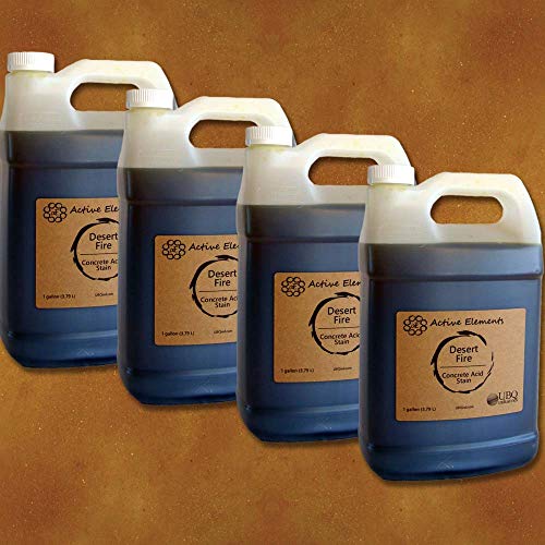 Concrete Acid Stain Pack of 4 Bulk lot - Concrete Stain Colors - Desert Fire (red, Brown, Terra Cotta) 4 - 1 Gallon containers in a case