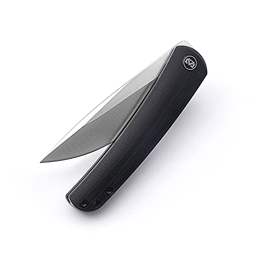 Miguron Knives Akri Front Flipper Folding Knife 3.5" 14C28N Satin Blade G10 Handle Pocket Knife MGR-801WH