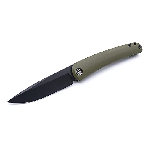 M Miguron knives Akri Front Flipper Folding Knife 3.5" Black PVD 14c28n Blade Green G10 Handle Pocket Knife MGR-801GN