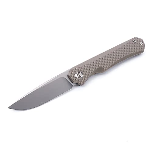 M Miguron Knives Koraki II Front Flipper Folding Knife 3.25" M390 Blade Bronze Anodized Titanium Handle Pocket Knife MGR-606BNII