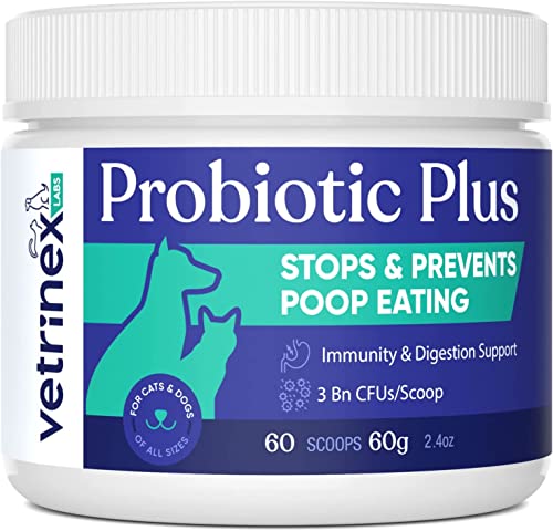 Vetrinex Labs Coprophagia Poop Eating Deterrent & Prevention, Stop & Prevent Stool Eating Treatment - Probiotics for Dogs, Cats and Puppies - Forbids Dog from Eating Poop - Probiotic Powder (60 GMS)