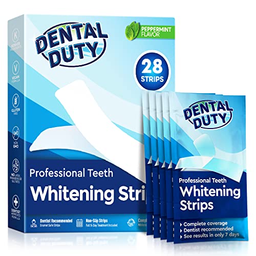 Dental Duty Sensitive Teeth Whitening Strips  Professional Vegan Stain Remover White Strips for Sensitive Teeth for Coffee & Tea Stains  Get A Lighter Shade After One Application  28 Strips