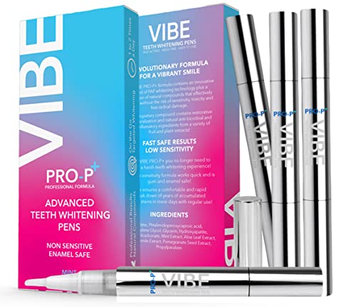 Vibe Teeth Whitening Pens, Healthy, Peroxide Free 4 Pack, Non-Toxic Fast Results, 3ml per pen, Vegan, Painless, teeth whitening kit for sensitive teeth, Travel Sized, Easy to Use, Organic Mint Flavor