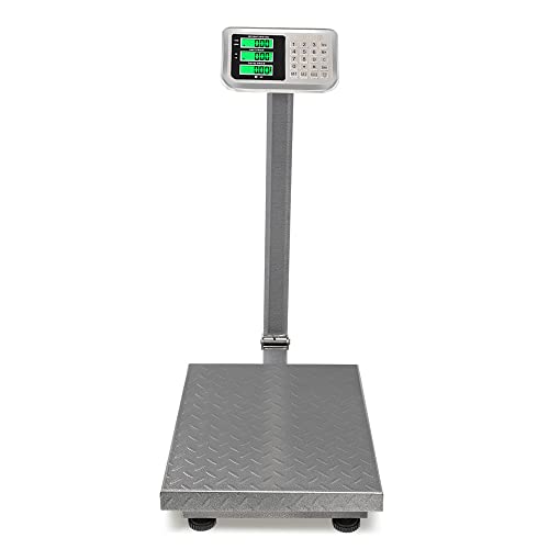 TUFFIOM 661lbs Electronic Industrial Commercial Platform Scale,Stainless Steel High-Definition LCD Display,Digital Floor Heavy Duty ,Luggage Package Price Computing Postal Shipping MailingGrey