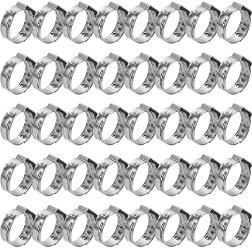 HELIFOUNER 40 Pieces 15.3-18.5mm 304 Stainless Steel Single Ear Hose Clamps